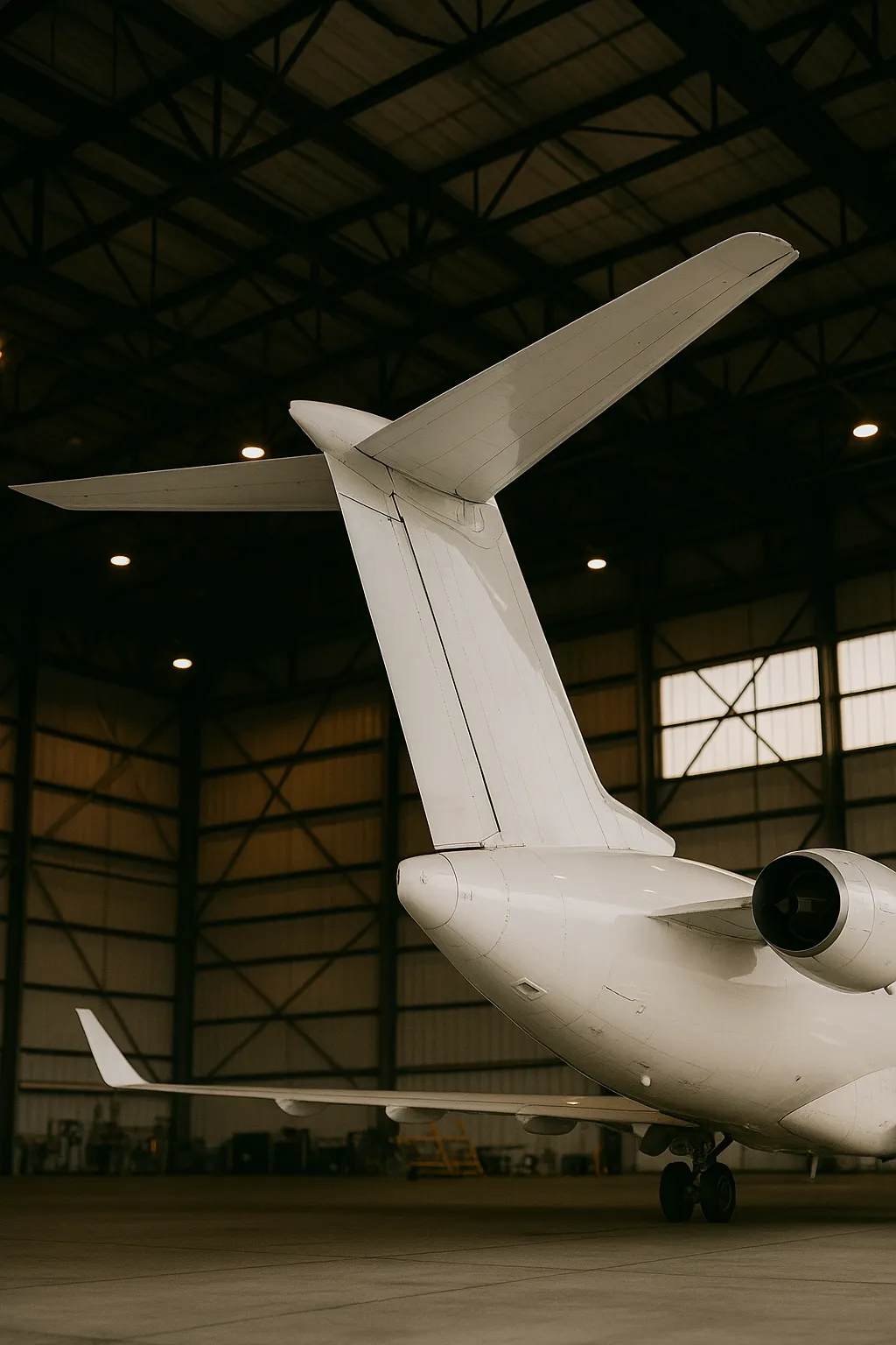 Great North aircraft tail inside the hangar